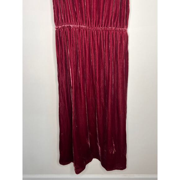 Sundance Norma Elegance Maroon Velvet Lace Silk Blend Midi Dress Women's Size XS - Picture 4 of 10